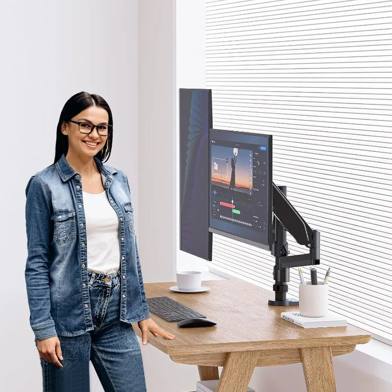 Dual Monitor Arm for 17–49 Inch Curved Screens | Heavy-Duty Adjustable Desk Mount