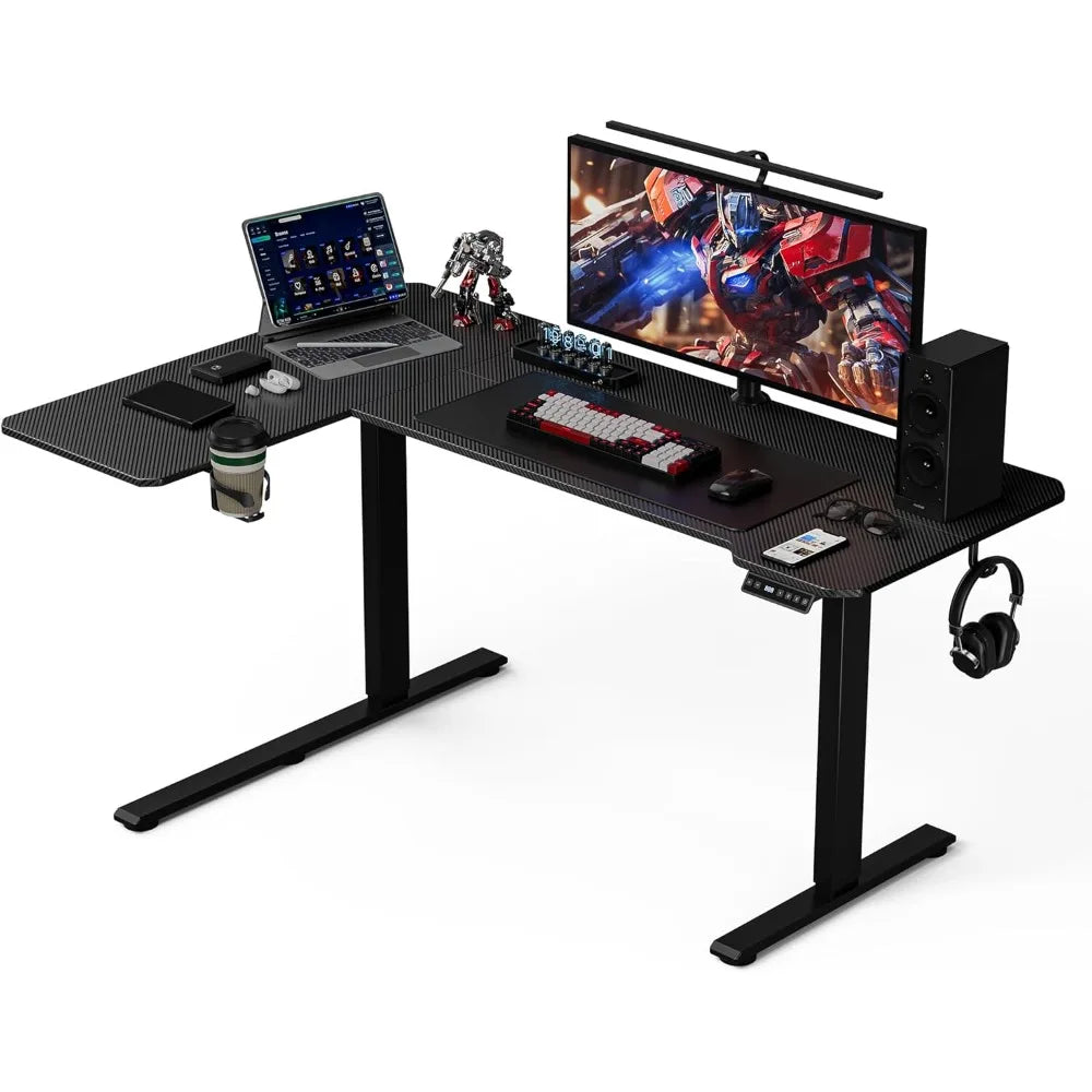 59" Reversible L-Shaped Electric Standing Desk for Home & Gaming Setup