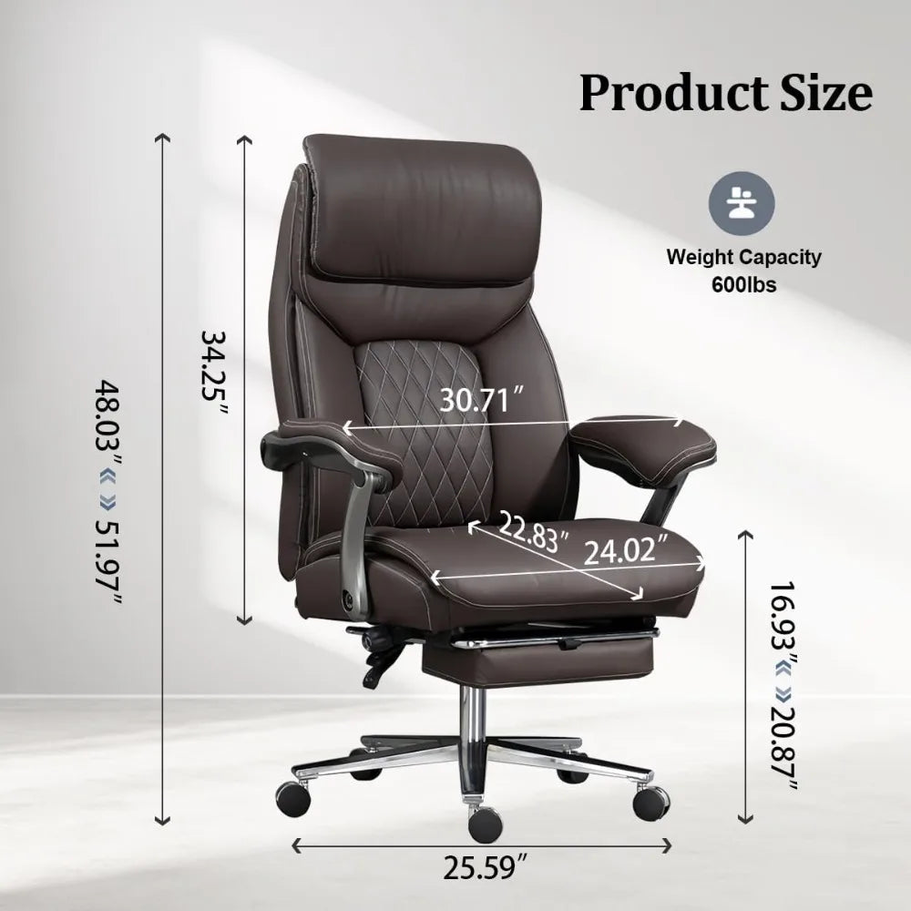Big and Tall Office Chair – 600 lb Capacity, Extra-Wide Leather Executive Design