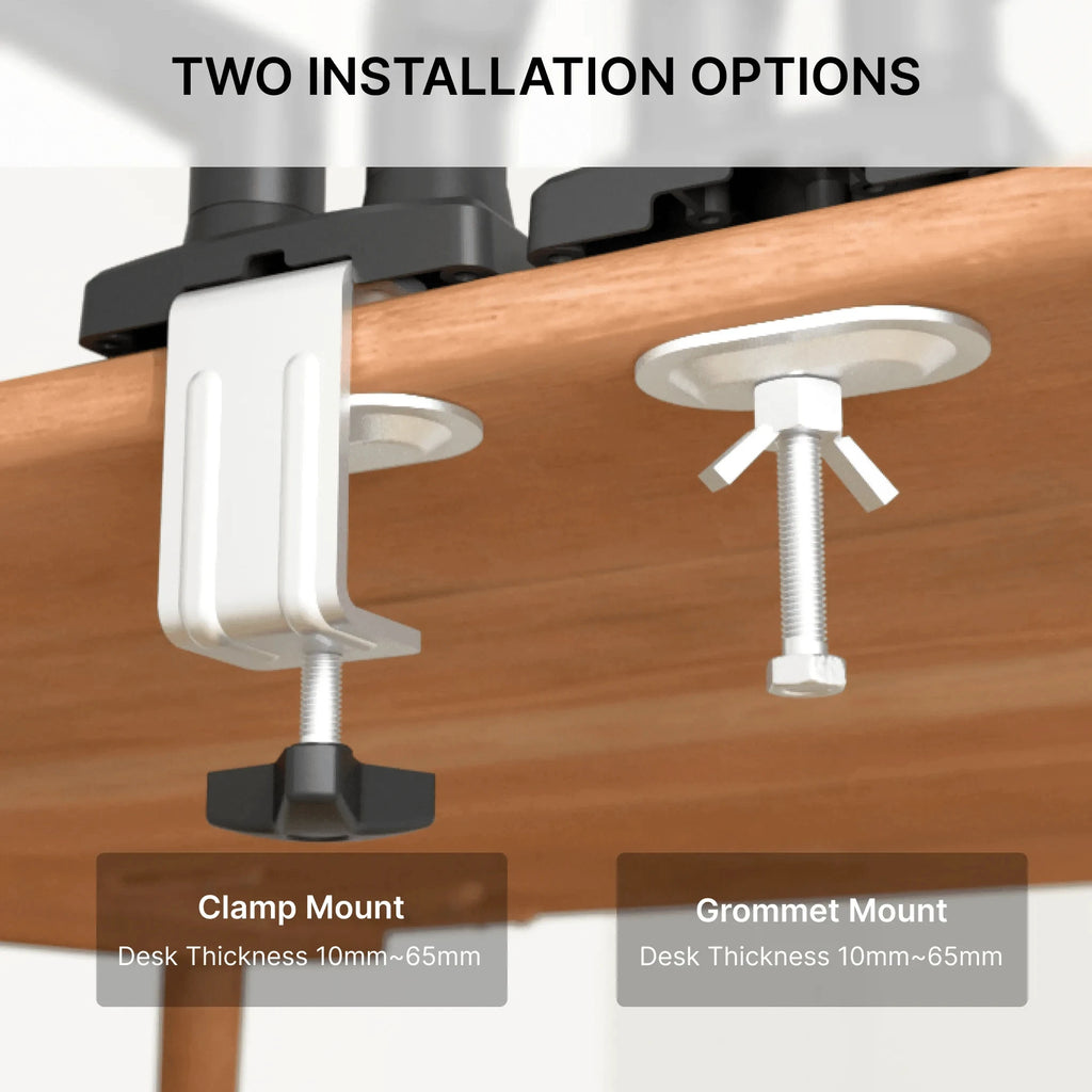 13–32 Inch Dual Arm Monitor Stand | Adjustable Desk Mount with C-Clamp and Grommet Base