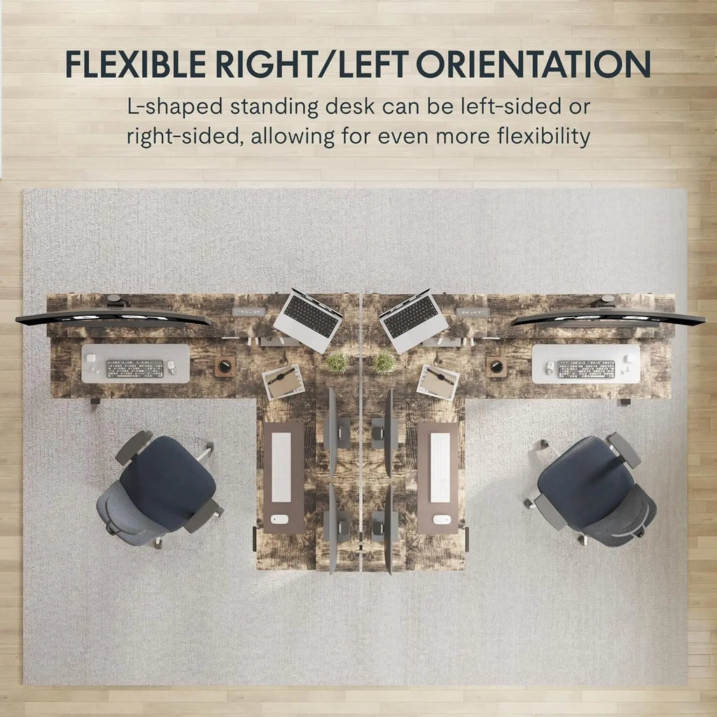 63" L-Shaped Electric Standing Desk with 4 Drawers, Shelf & Adjustable Height