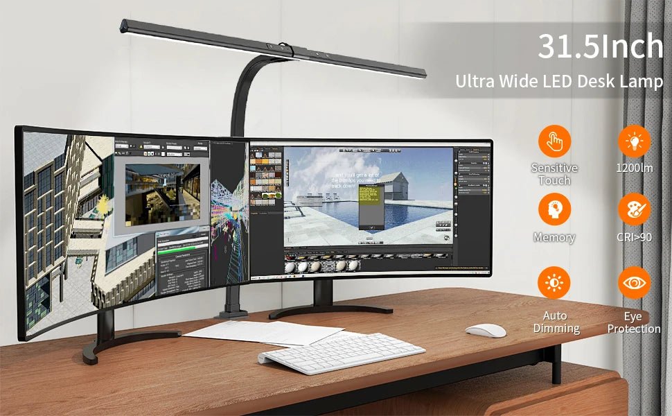 Double Head LED Desk Lamp – 24W Architect Office Light with 5 Color Modes & Adjustable Brightness - Savira Desk - 