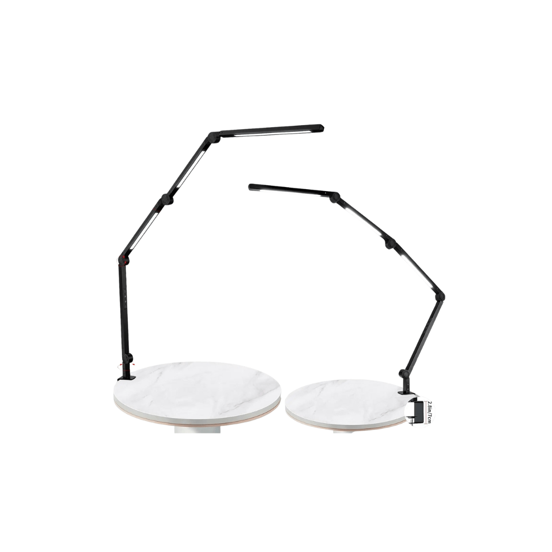 LED Desk Lamp with Clamp – 4 - Section Swing Arm, 3 Light Sources, 4 Color Modes, Touch Control - Savira Desk - 